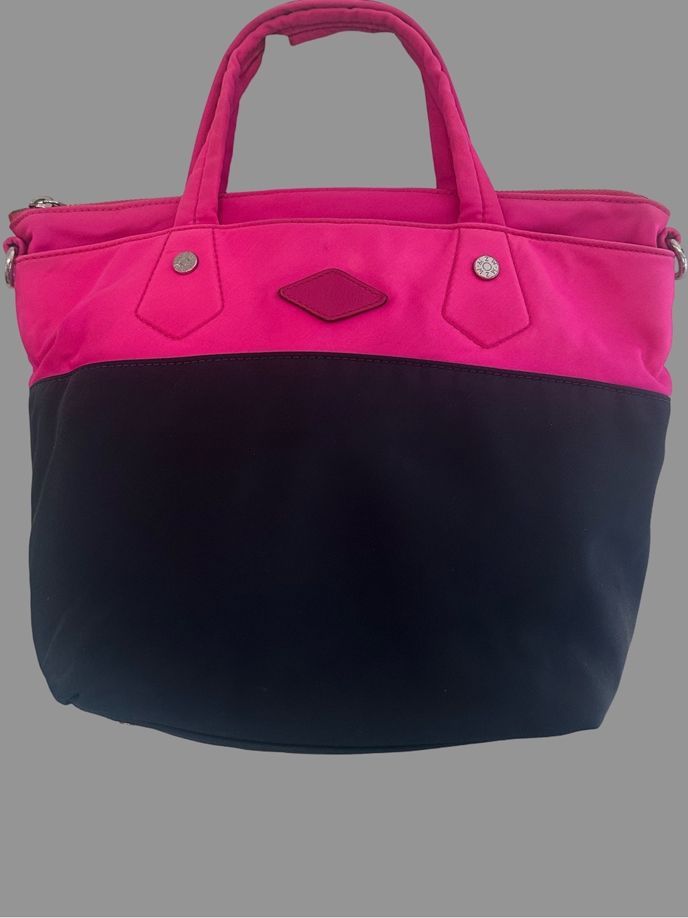 Mz Wallace Mini Soho Tote Punch Pink Upper & Deep Navy Lower Mint View 4